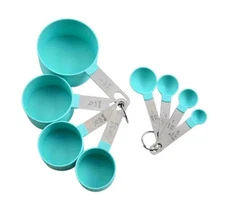 8pcs Stainless Steel Multi-Purpose Measuring Cups & Spoons Set – Green