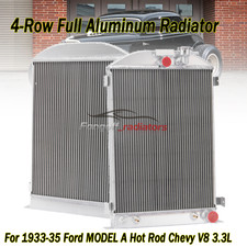 4 Row Aluminum Radiator For 1933-1935 1934 Ford Model A Hot Rod Chevy V8 3.3l
