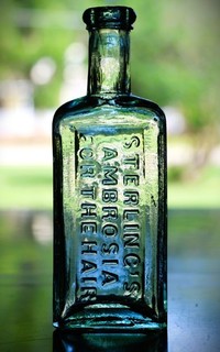 ANTIQUE OPEN PONTIL STERLING'S AMBROSIA FOR THE HAIR BOTTLE NEW YORK