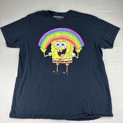 SpongeBob SquarePants Mens Imaginaaation Rainbow Graphic Shirt 2XL Black