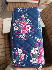case of 5 New Pink  Blue Floral Wallet Coin Purse With Wrist Strap Zip up