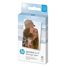 Image of HP 1AH01A Sprocket 2x3" Premium Zink Sticky Back Photo Paper (20 Sheets) Compati