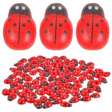 100 PCS Lady Bugs Ladybug Toy Fairy Garden Accessories Mini Ladybugs Figurines