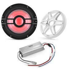 Clarion Marine Bass Bundle - CMSP-101RGB-2 10" RGB LED subwoofer includes Whi...