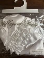 Baby Girl Keepsake Panty White Satin Ruffle Diaper Cover Christening Wedding 0-9