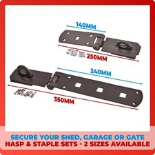 Heavy Duty Hasp & Staple Gate Shed Door Lock for Padlock 14" 350mm or 10" 250mm