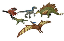Lot of 5 Jurassic World Dinosaurs Includes RARE Green Shringasaurus