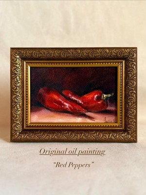 Original Oil Painting Still Life Classic Red Pepper
