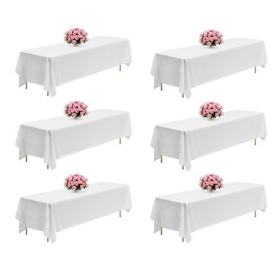 VEVOR 90x132 Inch White Rectangular Tablecloth for Wedding Party Banquet 6 Pack