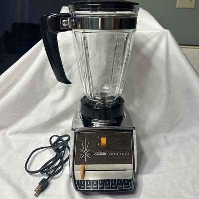 SUNBEAM CUSTOM DELUXE 8 Speed Vtg Blender DLL Glass Chrome Heavy Works CLEAN 