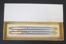 Set classico penna e matita vintage Papermate doppio cuore tono argento e oro