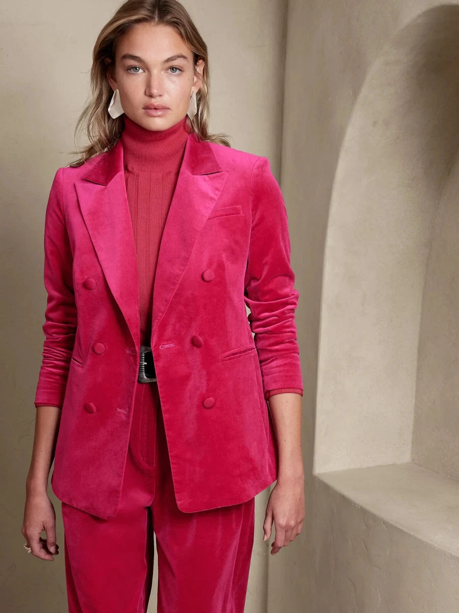 Banana Republic 0 Veluro Oversized Velvet Blazer Sz 0 NWT 505289 Berry