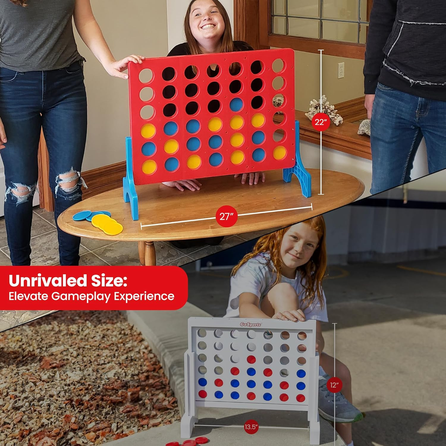 Giant Connect 4 in a Row Outdoor Board Game | Large Family Red, Blue, Yellow