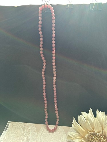 Vintage rosa Jade runde Perlen Halskette goldfarbene Abstandshalter ohne Verschluss - Bild 6 von 6