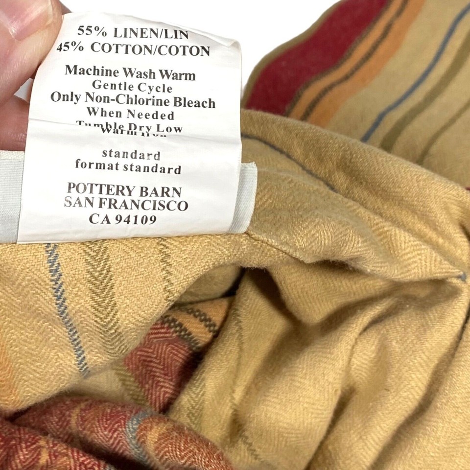 Pottery Barn Standard Pillow Sham Serape Stripe Linen Blend 1 Cover