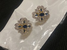 Indian Pakistani Jewelry Rhinestone Silver Gold Wedding Formal Party Earrings