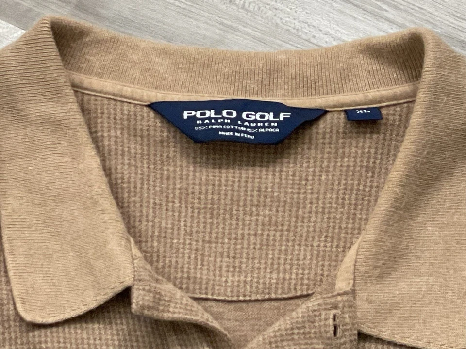 Camisa Polo Ralph Lauren Golf/Rock Club Talla XL Suave Manga Larga ~ Bronceado Foto 2 de 4