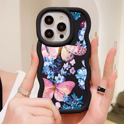 For Various Phone Cute Wave Luxury Butterfly Case ShockProof Cover Women Girls
