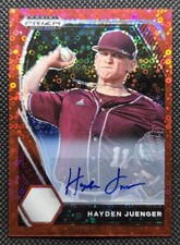 2021 Panini Prizm Draft Picks Hayden Juenger Red Disco Auto /99 BLUE JAYS