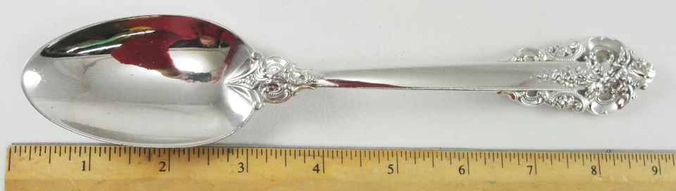 Colher de sopa vintage Wallace prata esterlina 8 3/4" padrão barroco grande 1941 - Imagem 4 de 4