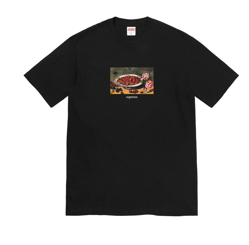 Supreme, T shirt fraises, manches courtes, T shirt, noir, moyen SS23 NEUF