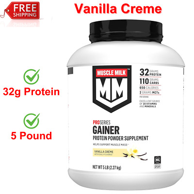 Muscle Milk Gainer Protein Powder Supplement, Vanilla Creme 32g Protein, 5 Pound