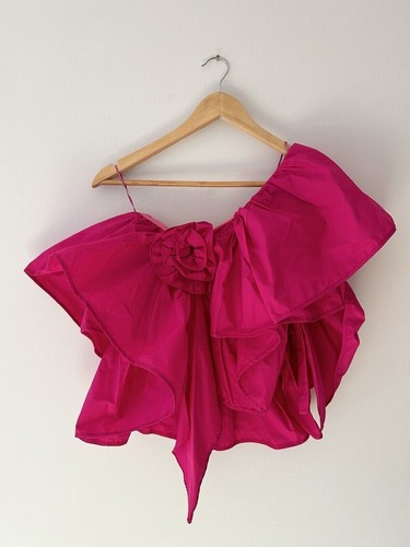ZARA WOMAN NWT FUCHSIA RUFFLED ASYMMETRIC TOP 8546/180 SIZE S - 第 7/8 張圖片