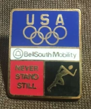  BELL SOUTH MOBILITY CELEBRATING OLYMPICS TEAM USA NEVER STAND STILL LAPEL PIN 