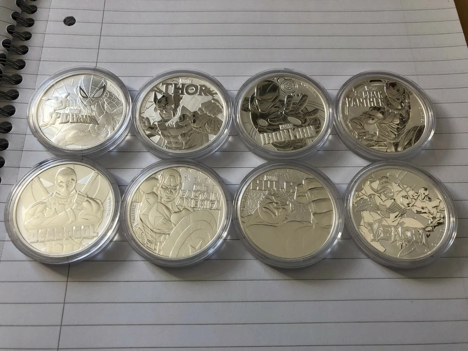 Marvel Silver 1oz coins Thor Venom Hulk Deadpool Ironman Black Panther Wolverine - Image 2 of 4