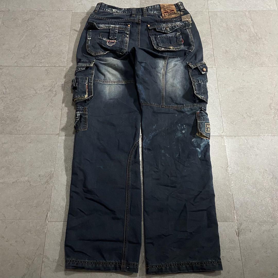 Archive Gimmick Y2K Denim Cargo Pants Multi-Pocket Baggy Archive Gimmick Y2K Denim Cargo Pants Multi-Pocket Baggy