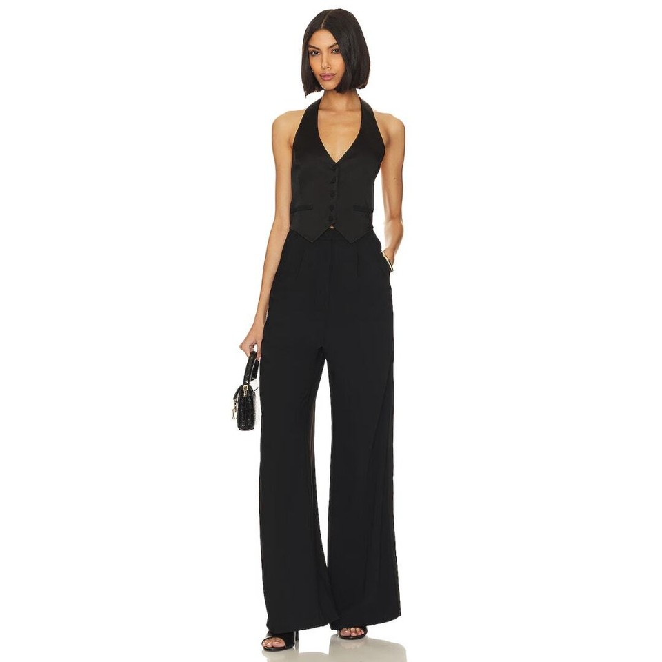 Amanda Uprichard Satin Isadore Jumpsuit in Black NWOT Size XS eBay