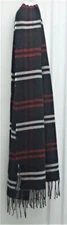 Steve Madden Plaid Scarf Fringe-Trim Black Multi One-Size 