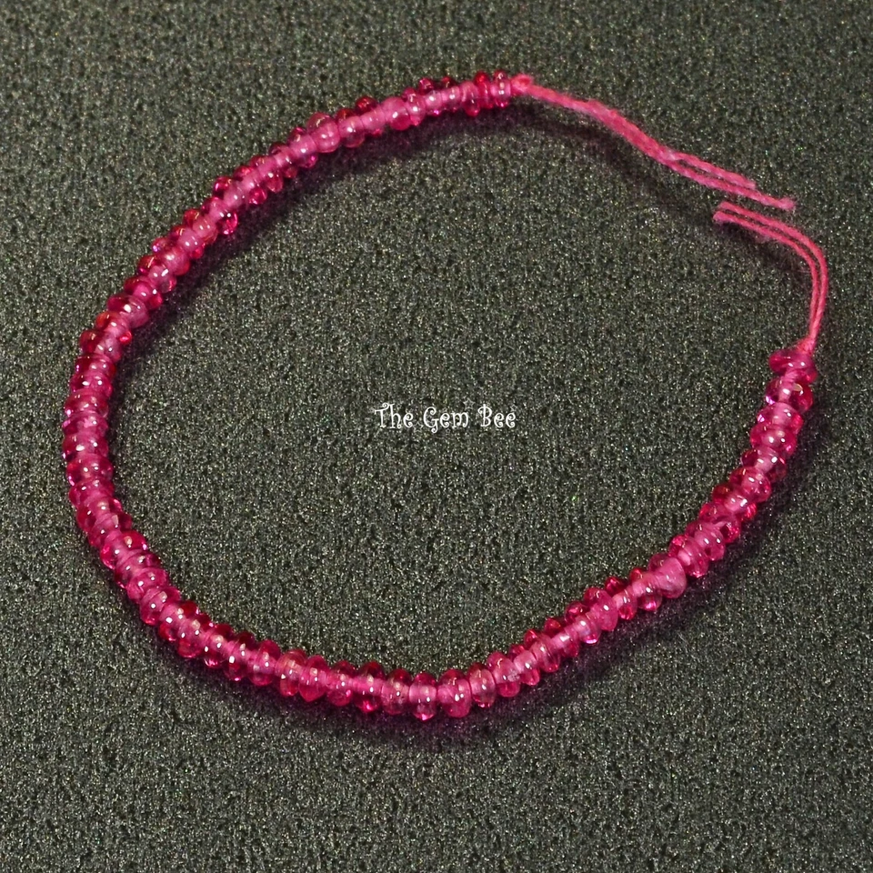 1.8-2.3mm Untreated No heat Hot Pink Burmese Jedi Spinel Smooth Rondelle Bead 3" - Image 2 of 4