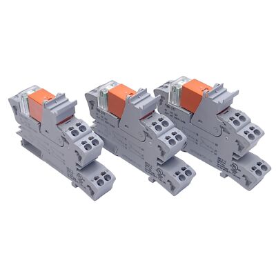 Lot of 3 Wago 788-311 Relay Modules, 12VDC Input, 250VAC 2x8A Output, DIN
