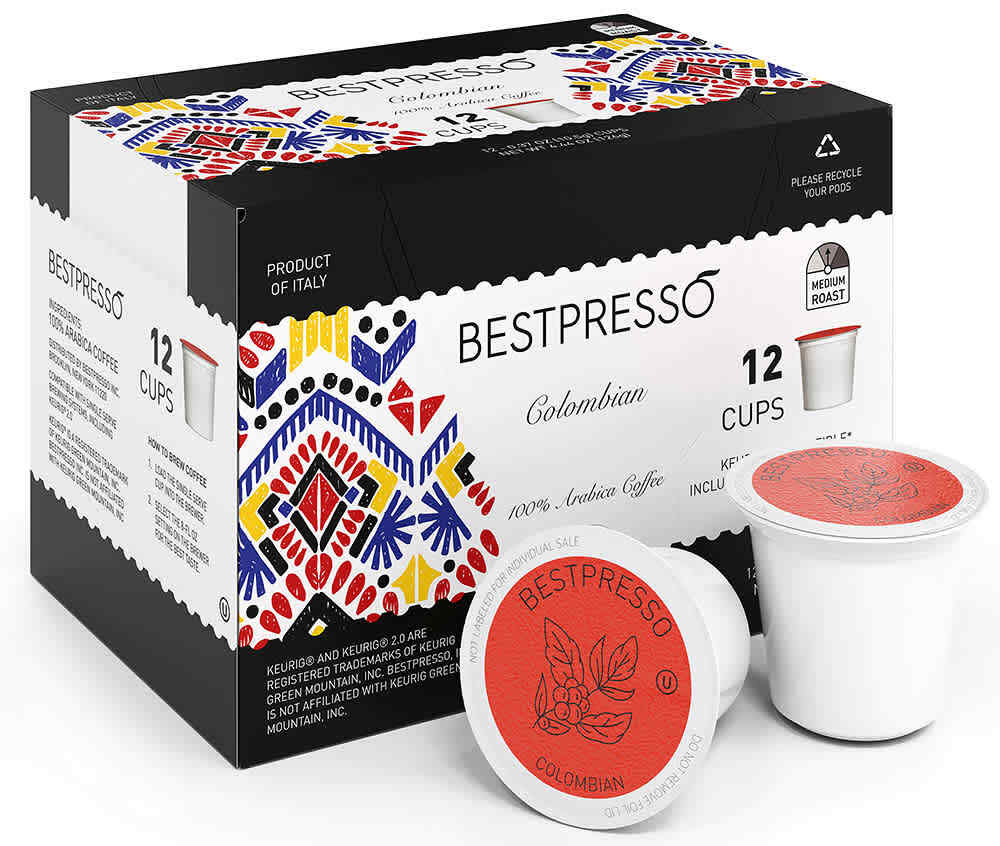 Bestpresso Coffee 96 Count Colombian Roast K-Cup Pods - Keurig 2.0 Compatible