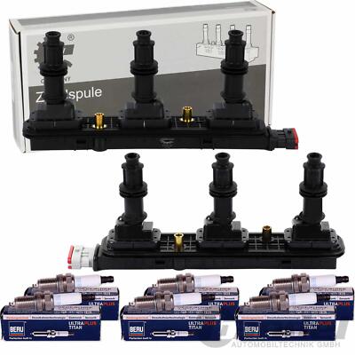2 SKV ZÜNDSPULE LI+RE + 6x BERU ZÜNDKERZEN passend für OPEL OMEGA B VECTRA B V6