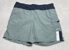 Nike Board Shorts Men's XL Green Mesh Lined Swim Trunks Embroidered Logo