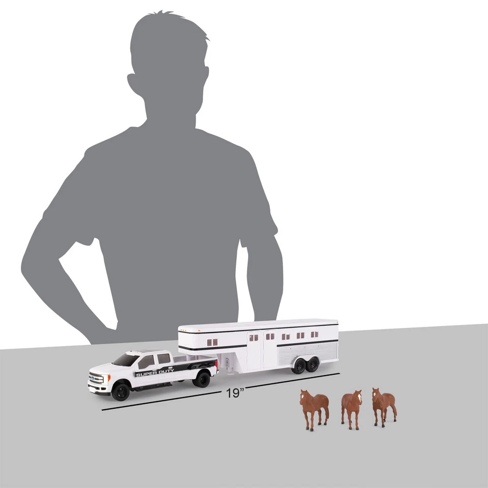 TOMY 1:32 FORD F-350 PICKUP WITH HORSE TRAILER AND HORSES - Image 3 of 3