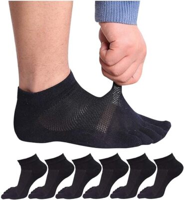 6Pack Five Finger Toe Ankle Combed Cotton Mesh Casual Sport Men Socks 9-11 10-13