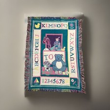 Vtg Riegel Jacquard Baby's 1st Blanket Alphabet Pastels 36" 47" Throw Room Decor