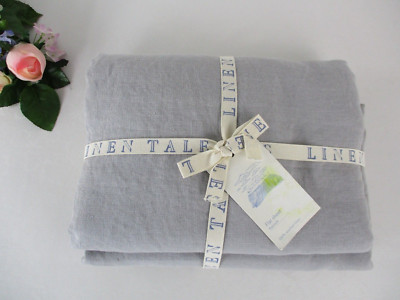 NWT LINEN TALES Stone Washed 100% Linen Queen Flat Sheet in Light Gray