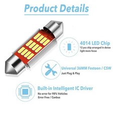 2x 36mm Led Car Smd 239 272 C5w Festoon Number Plate White Light Lamps Bulbs 12v