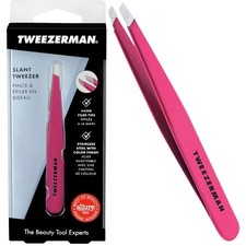 Tweezerman Tweezers Professional Slant Stainless Steel Hair Pluckers Pink Large