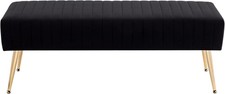 Furniliving 44 Inch Bedroom Bench, Upholstered Tufted Striped Fabric Ottoman Ben