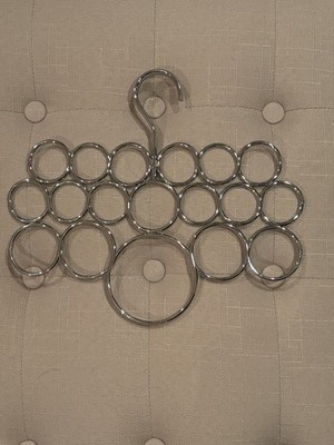 Metal Scarf Hanger Organizer - 18 Ring Holder - 10  Height - Space Saving