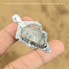 Pear Geode Agate Druzy Gemstone Sterling Silver Unique Ethnic Birthday Pendant