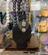 Moonstone Adjustable Alloy Ring Double Stone