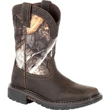 Rocky Unisex Little Kid's 8" Ride FLX Waterproof Western Boot Brown Realtree