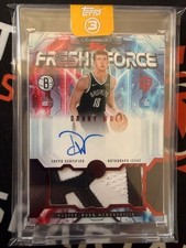 2025-26 TOPPS 3 DANNY WOLF FRESH FORCE RELIC RED RC AUTO /5 WORN PATCH ON CARD