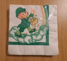 BNIP 24 Vintage CA Reed St. Patrick's Day Napkins Leprechaun Rainbow Pot Of Gold